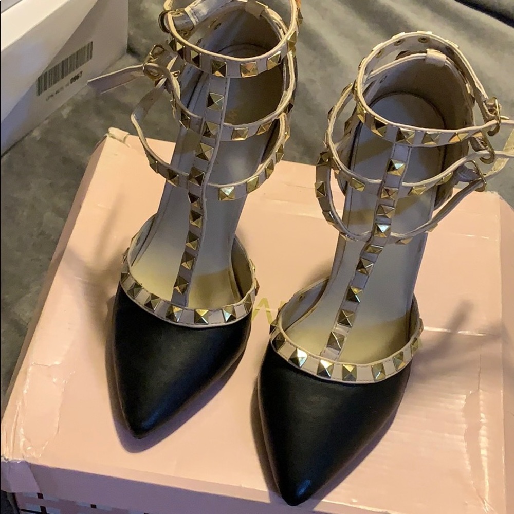 Black studded heels